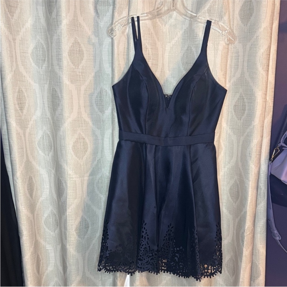 Sherri Hill A-Line Mini Dress Navy Blue Size 8